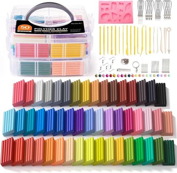 Shuttle Art Polymer Clay Set 50 Farben Knete Mit 19 Werkzeugen, ZubehöR, 20G Pro-image