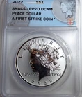 Fiji 2022 Peace Dollar 1 oz Silver RP70 DCAM ANACS Proof-Like Coin