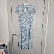 NEW Lucky Brand Mint Floral Shirt Dress Midi Belted Size 2X