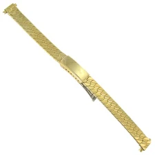 9-12mm Speidel Ladies Gold Tone Stainless Steel Deployment Buckle Watch Band