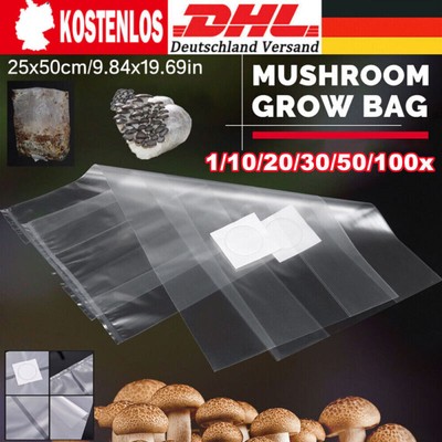 1~100x Pilzzucht Beutel, Mushroom Spawn Grow Bag , mit Filter für Pilze, Körner!