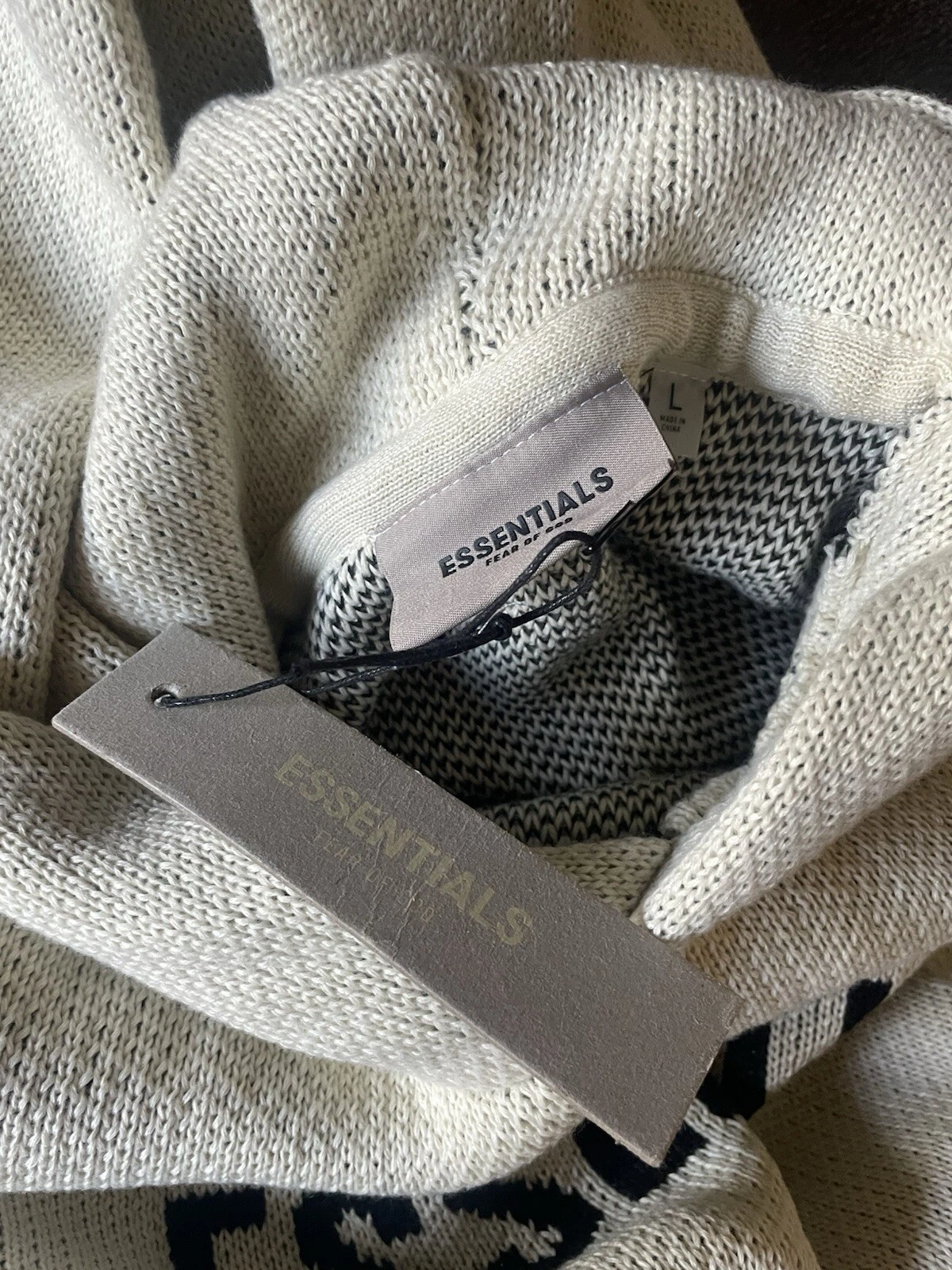 Felpa con cappuccio Fear of God Essentials in maglia 'Cream' nuova etichetta autentica