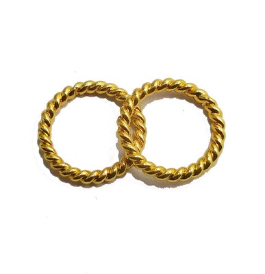 100 PCS 12MM SOLID COPPER BALI TWISTED CLOSED JUMP RING 18K GOLD PLATED 334