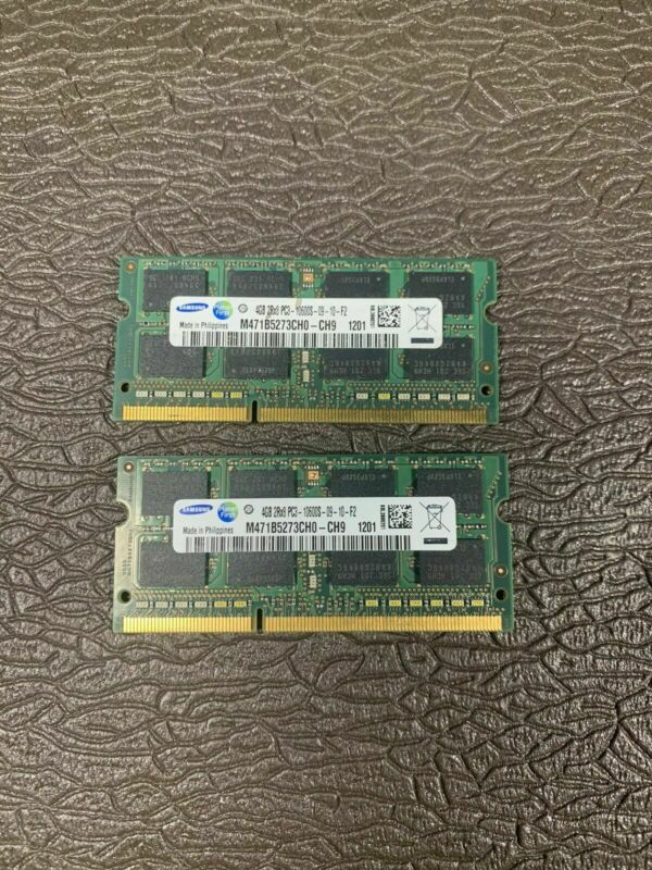 8GB For Samsung 2X 4GB DDR3 2RX8 PC3-10600S 1333mhz 204pin SODIMM