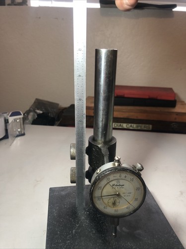 6x6x2” Granite Fine Adjust Height Comparator Stand W/ Mitutoyo 2413 Indicator - Picture 6 of 10