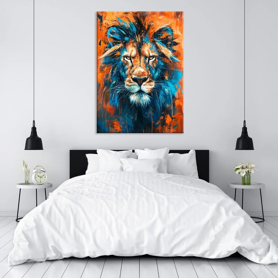 Lion Wall Art, Lion Art Canvas Wall Art Living Room Decor, Wild Animal Art, - Image 3 of 4