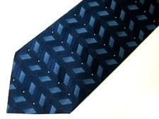 Croft  Barrow Mens Necktie Tie Navy Blue Geometric 57"