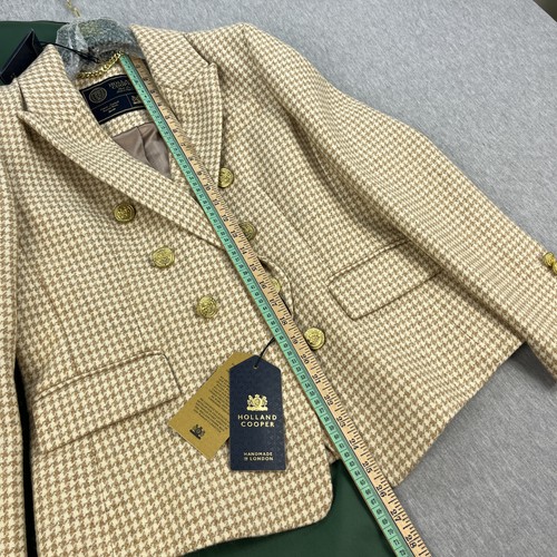 Holland Cooper Knightsbridge Blazer Womens 14 (UK) Wool Camel Puppytooth NEW - Picture 21 of 22