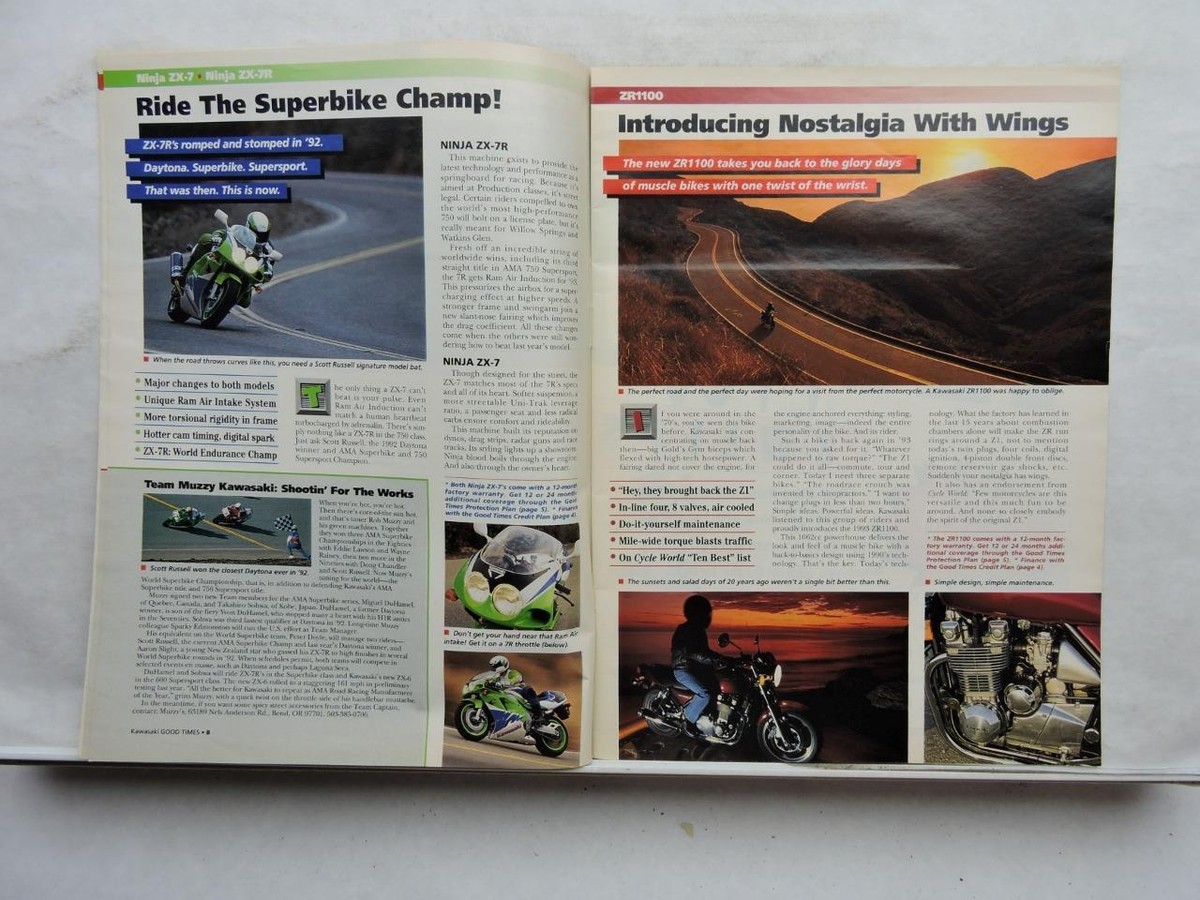 1993 Kawasaki Good Times Magazine Dealer Jet Ski Motorcycle Ninja