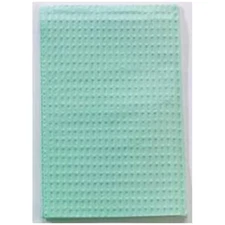 Tidi 917410 Dental Patient Bibs 3+1 Ply Paper Poly Teal 13" x 18" 500/Cs