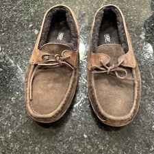 Ugg Australia Mens Size 8 Byron Sheepskin Moccasin Slipper Mocha Brown Suede