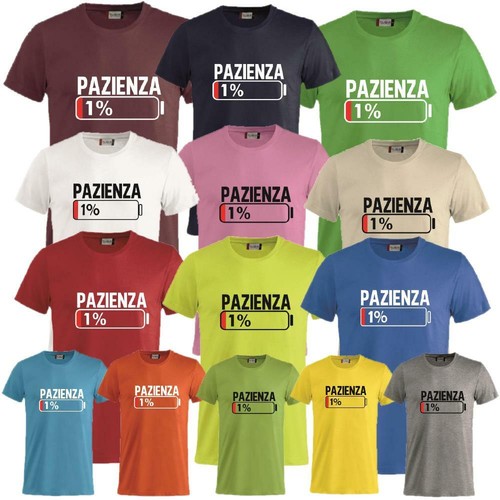 T-Shirt Uomo Pazienza 1% Magliette Simpatiche personalizzate PS 27431-A001  | eBay