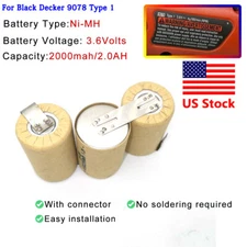 Battery Pack  for Black Decker 3.6V Battery 9078 Type 1 Part 5102057-00