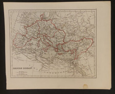 CARTA GEOGRAFICA IMPERO ROMANO ANTICA STAMPA 1850 CA