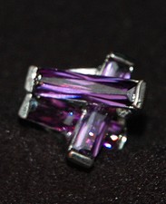 Designer-Ring Italien 1980er Jahre amethystfarbene Baguetten skulptural Silber