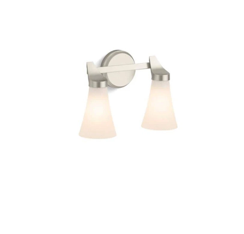 Kohler Lighting Simplice 2 luces 14" de ancho luz de tocador con pantallas de vidrio pintado Foto 3 de 4