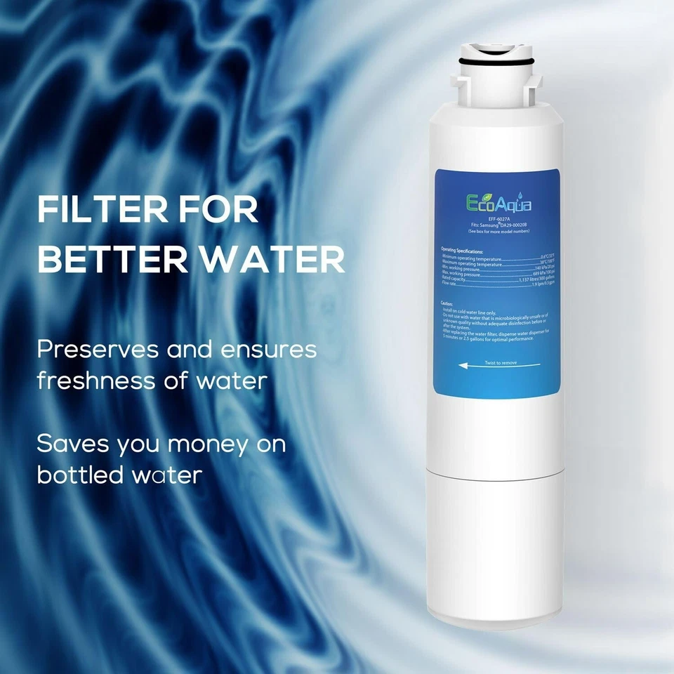 EcoAqua EFF-6027A Ice & Water Refrigerator Filter for Samsung DA29-00020B 2 Pack - Image 4 of 4