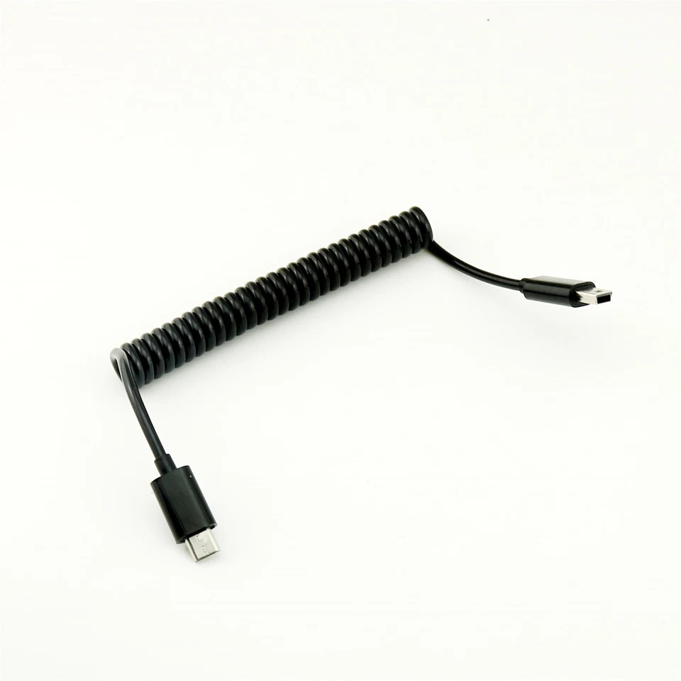 Micro USB B 5 Pin Male To Mini USB B 5 Pin Male Spiral Coiled Adapter Cable 3FT - Image 2 of 4