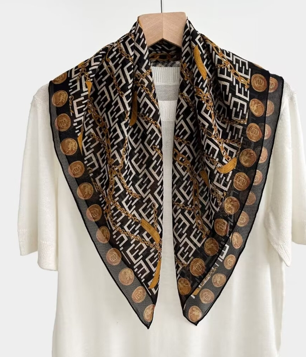 100% Mulberry Silk Square Scarf 66cm Fashionable Versatile Printed Wrap  