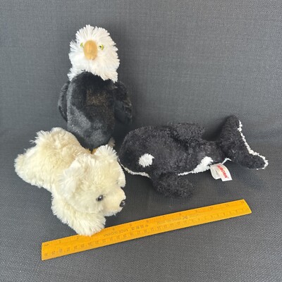 Aurora Mini Flopsie Bald Eagle Orca Polar Bear 8'' Plush Stuffed Toy Lot of 3 C