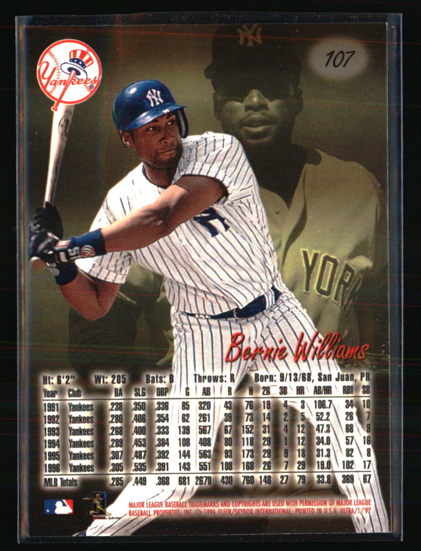 メジャーリーグ　カード　Barnie Willrams 1990 Topps - #701 Bernie Williams Error Card (RC) Yellow