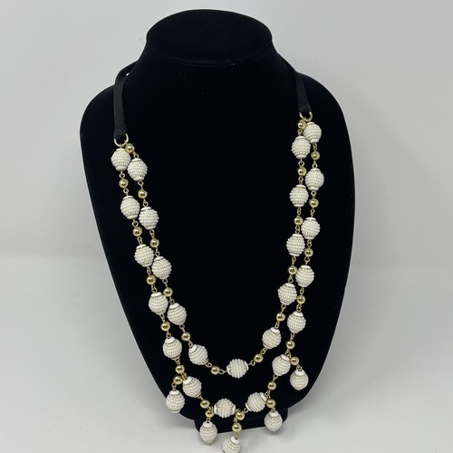 J CREW Seed Bead Chain Black Ribbon 