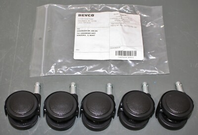 (5) Bevco Friction-Ring Stem Caster IBCS, Twin Wheel, 2'' Diameter, Nylon, Black