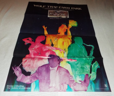 RARE 1982 U.S. POSTAL SERVICE LOBBY POSTER WOLF TRAP FARM PARK 36'' X 24'' READ!!