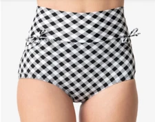 Unique Vintage Solid Gilda High Waist Swim Bottoms Black Size S 0169