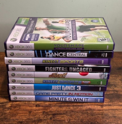 Lot 9 Xbox 360 Kinect Just Dance Your Shape Sports Fighters Minute to win Games