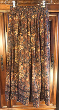 Herman Geist Brown Black Floral Pleated Rayon Skirt Size 6 Vintage Waist Sz 26"