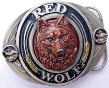 1995 Bergamot belt buckle Anheuser-Bush Red Wolf 3" long