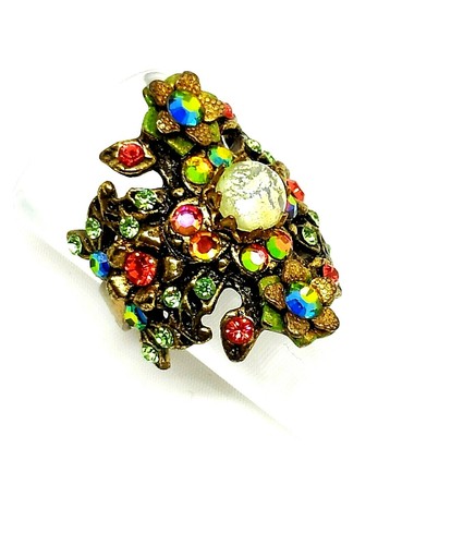 Lovely Michal Negrin Multicolor Crystal One Size Ring.