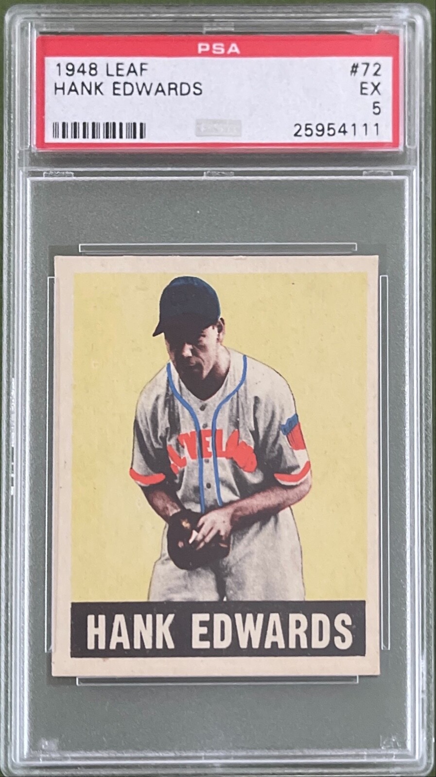 1948 LEAF HANK EDWARDS #72 PSA 5 CLEVELAND INDIANS   WELL CENTERED LIGHT YELLOW