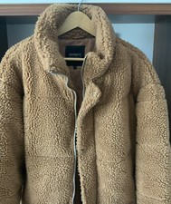 Barneys original oversized borg padded jacket in rich brown