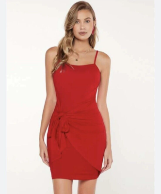 FOREVER 21 Women's Red Strap Flirty Summer Spring Tie Knot Detail Dress  Size M | eBay