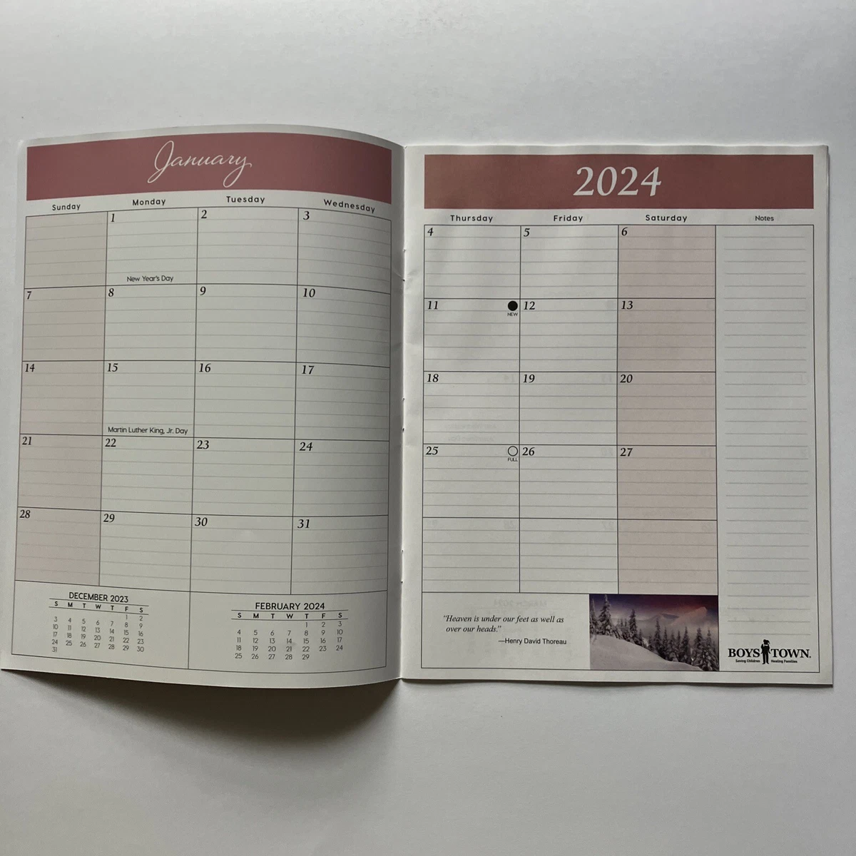 2024 Daily Monthly Planner Thoughts and Inspirations Boys Town Saving  Children | eBay