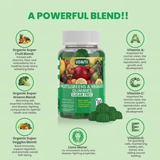 Sugar-Free Fruit and Veggie Gummies — 35+ Greens, Fruit and Vegetable Vitamin...