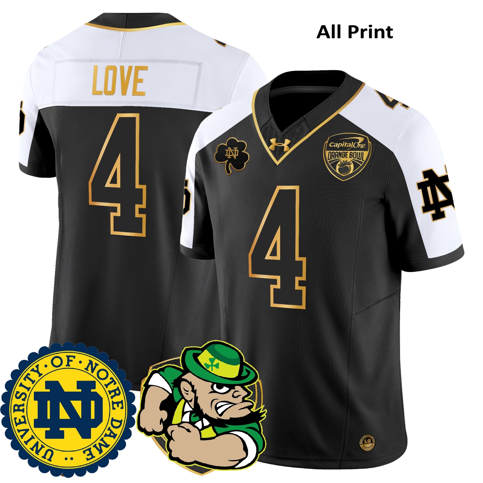 Notre Dame Fighting Irish 2024 #4 JeremiyahLove Football Jersey-All Print