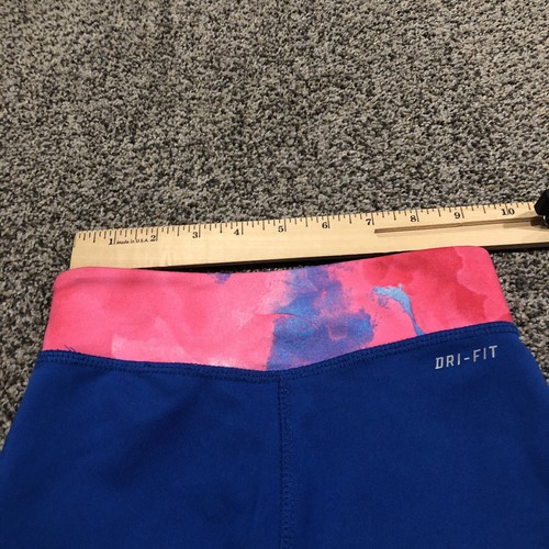 Nike Pants Girls Extra Small Size 4 Blue Pink DriFit Youth Kids 20x17 - Picture 7 of 9
