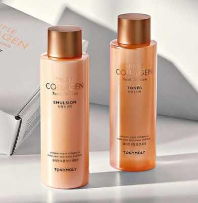 TONYMOLY Triple Collagen Tension 2-Piece Set (Toner & Emulsion) - Anti-Aging &