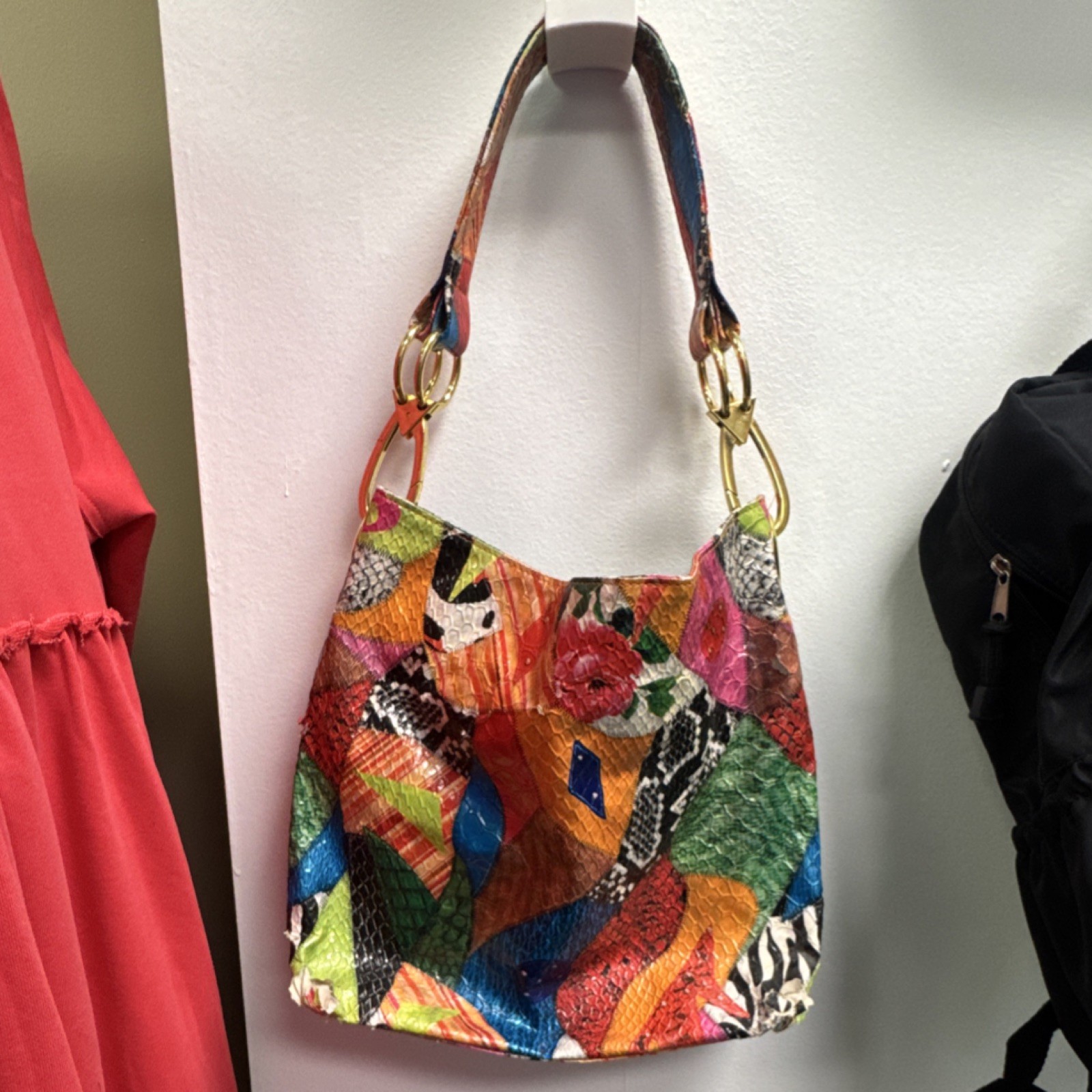 Braciano Multicolor Patchwork Shoulder Bag Gold H… - image 1