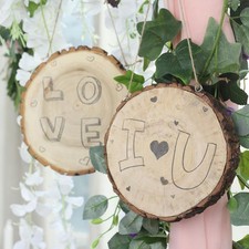 10 pcs 8" wide Brown Round Natural Wood Plaques Hanging Signs Party Decorations