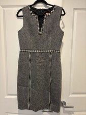 Tory Burch Cornelia Herringbone Houndstooth Tweed Sleeveless Sheath 8 M