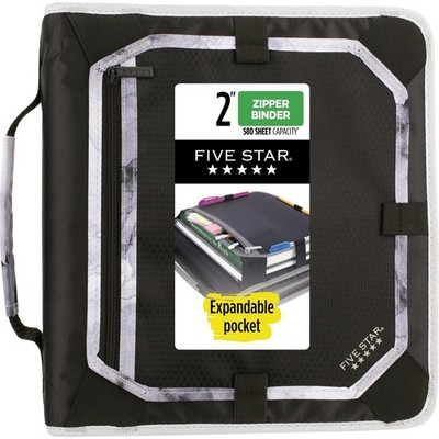 2 Inch 3-Ring Zipper Binder with Expansion Panel 5-Tab File 580 Sheet Cap