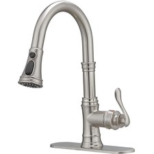 Kitchen Sink Faucet Brushed Nickel with Pull Down Sprayer 3 Mode Faucet for K...