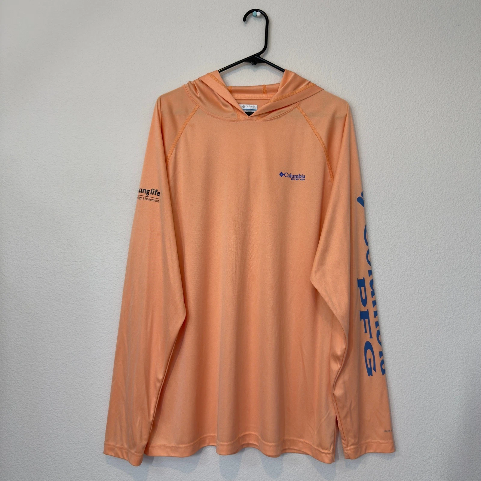 Columbia PFG Hoodie Mens XL Peach Good Terminal Tackle Sun Shirt FM0060