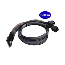 Mini SAS Slimline SAS Slim 4.0 SFF-8654 8i 74pin to 2X SFF-8643 4i HD Cable 0.5m