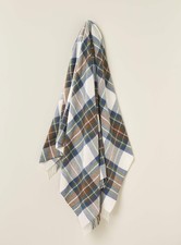 Tartan Plaid-Merino Lambswool Throw Blanket-Muted Blue Stewart Tartan-Made in En