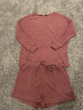 Pajama for Women 2 Piece Lounge Set Long Sleeve Tops and Shorts Soft Sleepwear